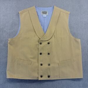Frontier Classics Double-Breasted Vest Men's XL Tan Lined Canvas Eight Button